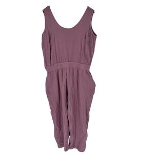 Organic Cotton Gauze Jumpsuit 2X Mauve Purple Sleeveless Coastal Minimalist
